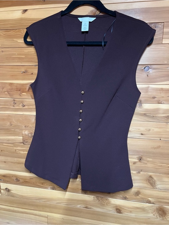 H&M Tops - H&M Brown Sleeveless V-Neck Button-Front Tunic